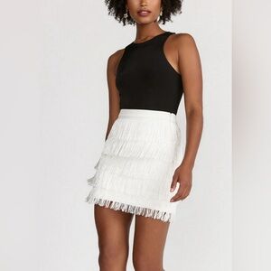 Endless Rose White Fringe Mini Skirt